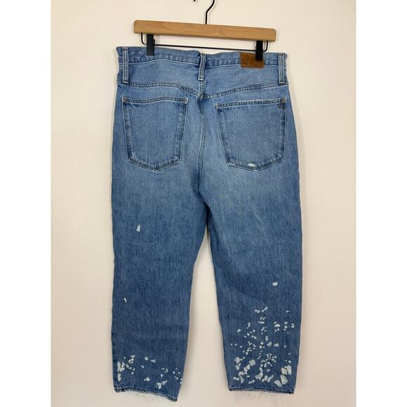 Madewell The Dad Jean 27 Paint Splatter Distressed Raw Hem 100% Cotton - Picture 6 of 7